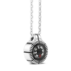 Best Sale Zancan Necklace With Black Silver Compass. Colliers