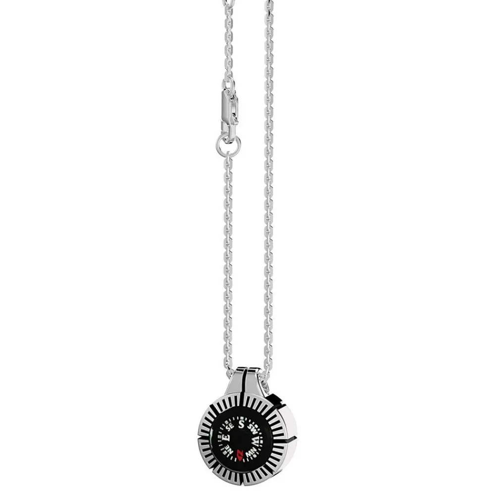 Best Sale Zancan Necklace With Black Silver Compass. Colliers