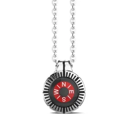 Clearance Zancan Necklace With Red Silver Compass. Colliers