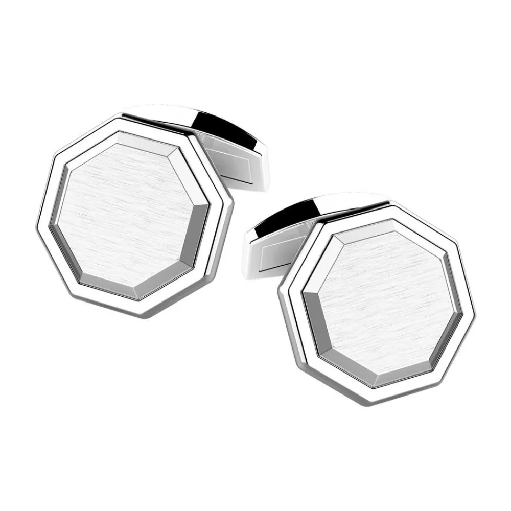 Flash Sale Zancan Octagonal Silver Cufflinks. Boutons De Manchette