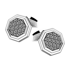 New Zancan Octagonal Silver Cufflinks. Boutons De Manchette