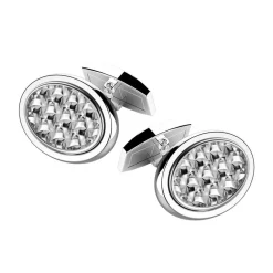 Best Zancan Oval Silver Cufflinks. Boutons De Manchette