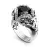 Store Zancan Ring With Rams And Silver Onyx. Bagues