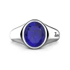 Best Zancan Round Silver Signet Ring With Lapis Lazuli. Bagues