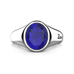 Best Zancan Round Silver Signet Ring With Lapis Lazuli. Bagues