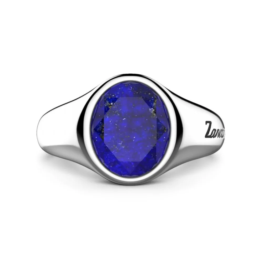 Best Zancan Round Silver Signet Ring With Lapis Lazuli. Bagues