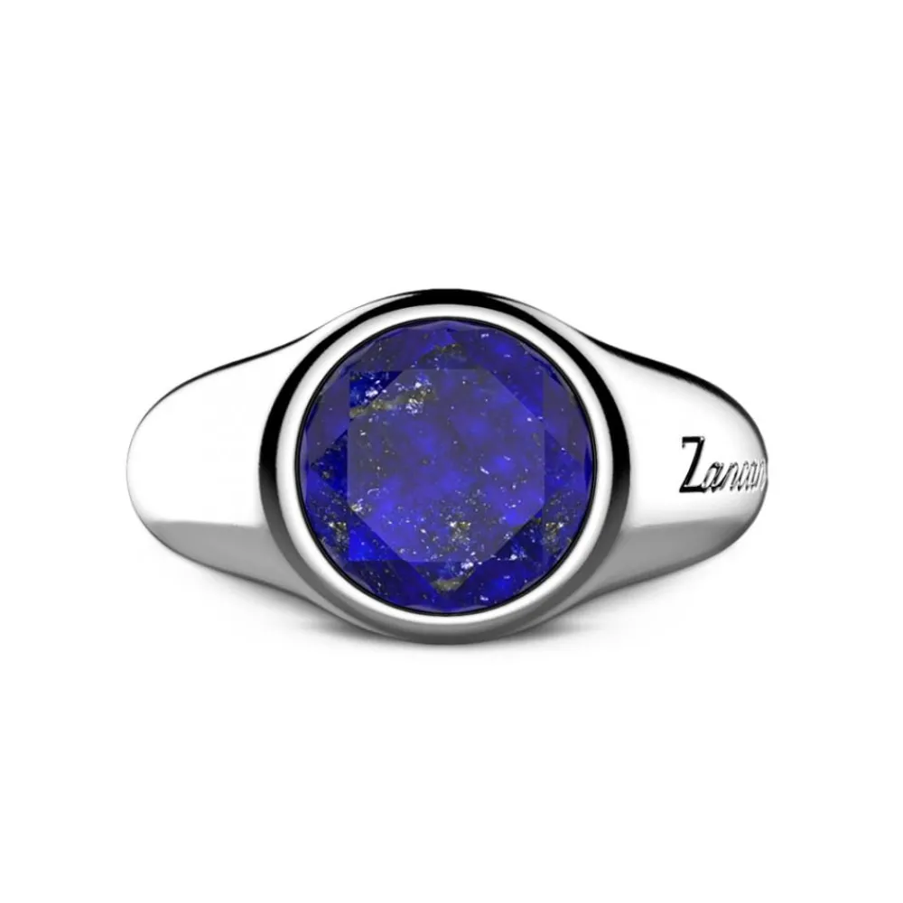 Cheap Zancan Round Silver Signet Ring With Lapis Lazuli. Bagues