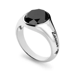 Sale Zancan Round Silver Signet Ring With Onyx Stone. Bagues