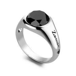 Shop Zancan Round Silver Signet Ring With Onyx Stone. Bagues