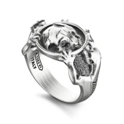 Fashion Zancan Signet Ring With Silver Panthers. Bagues