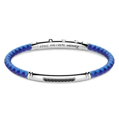 Shop Zancan Silicone Bracelet With Silver Tag And Black Stones. Bracelets