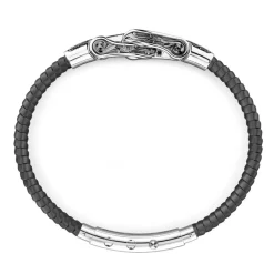 Discount Zancan Silicone Bracelet With Silver Tag And Black Stones. Bracelets