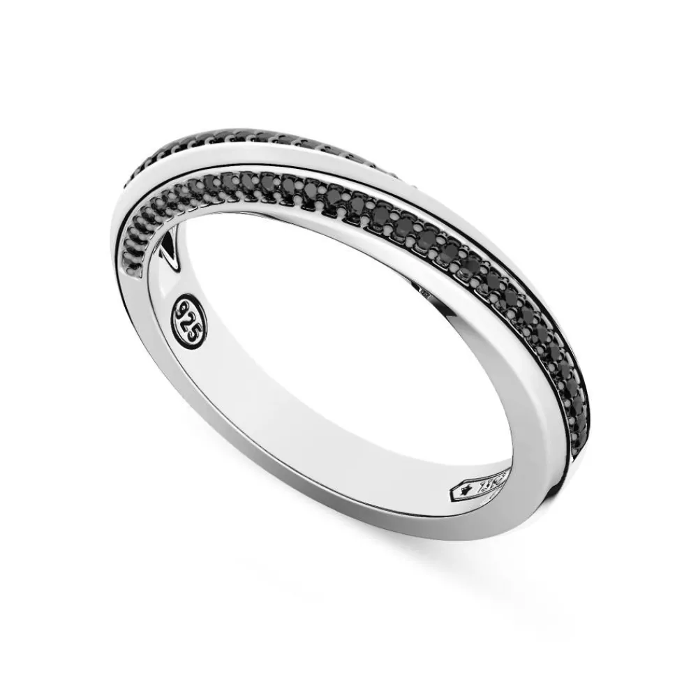 Cheap Zancan Silver And Black Stone Band Ring. Bagues