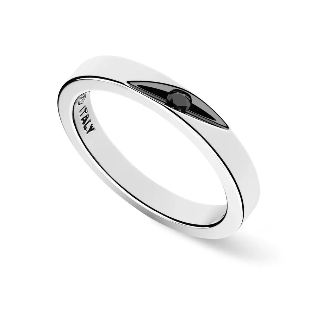 Best Sale Zancan Silver And Black Stone Band Ring. Bagues