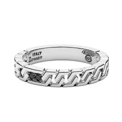 Best Sale Zancan Silver And Black Stone Band Ring. Bagues