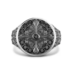 Fashion Zancan Silver And Black Stone Signet Ring. Bagues