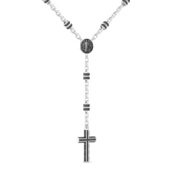 Shop Zancan Silver And Black Stone Rosary Necklace. Colliers