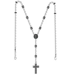 Shop Zancan Silver And Black Stone Rosary Necklace. Colliers