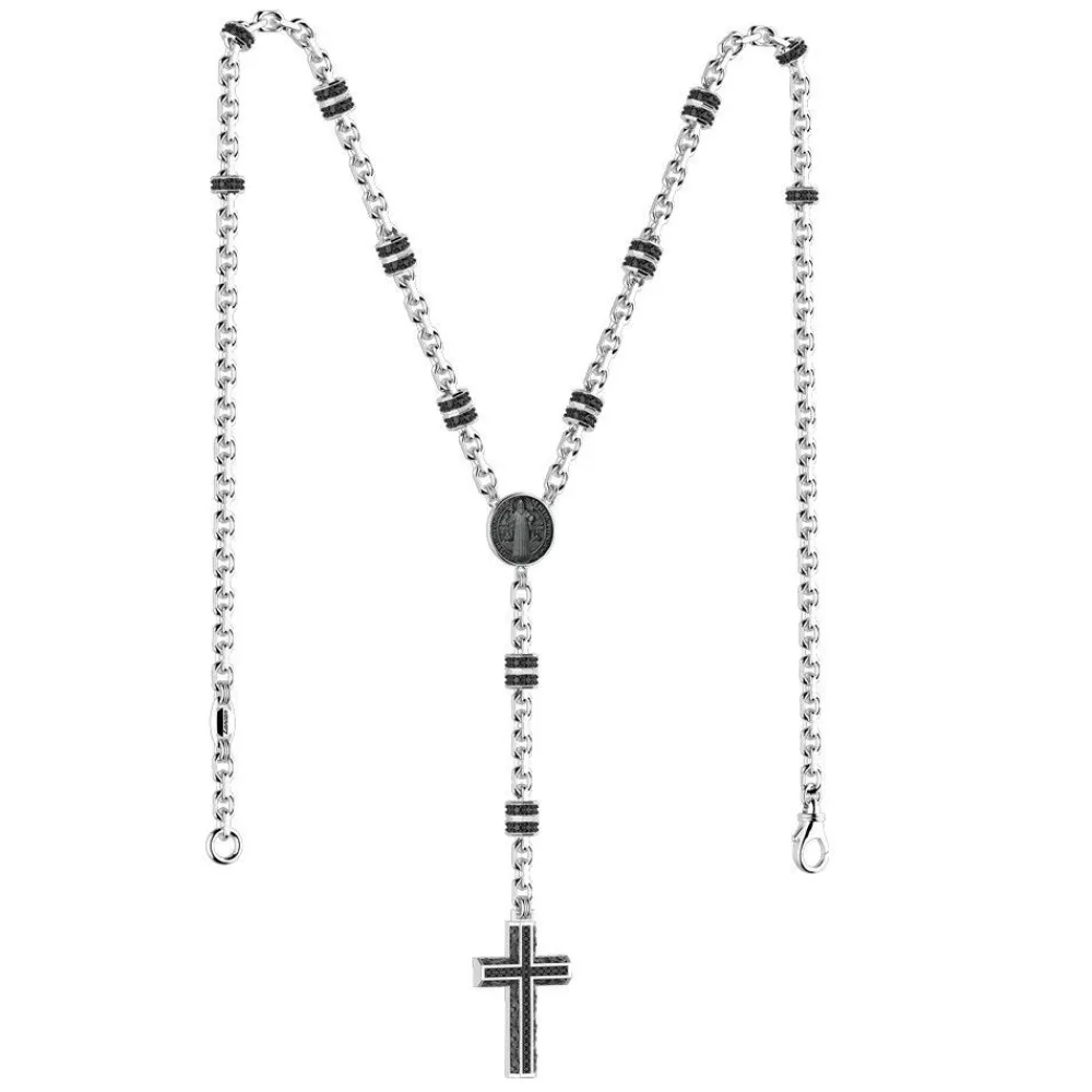 Shop Zancan Silver And Black Stone Rosary Necklace. Colliers