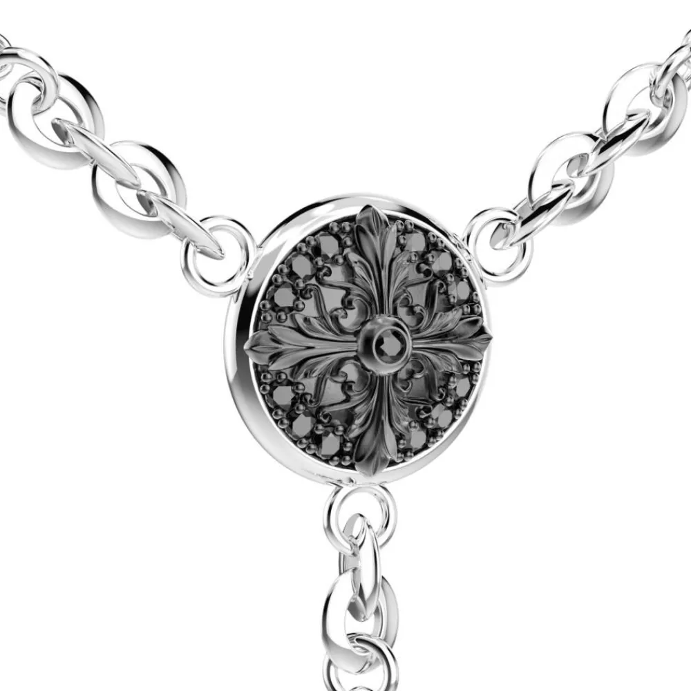 Best Zancan Silver And Black Stone Rosary Necklace. Colliers