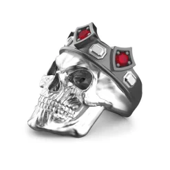 Flash Sale Zancan Silver And Black Stone King Skull Ring. Bagues