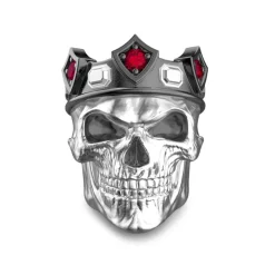 Flash Sale Zancan Silver And Black Stone King Skull Ring. Bagues