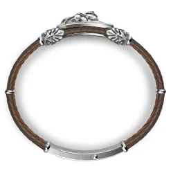 Sale Zancan Silver And Leather Bracelet With Lion. Bracelets