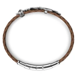 Cheap Zancan Silver And Leather Bracelet With Feather. Bracelets