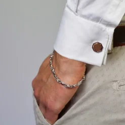 Cheap Zancan Silver And Rose Gold Chain Men'S Bracelet. Bracelets