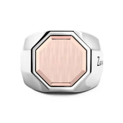 Hot Zancan Silver And Rose Gold Hexagonal Ring. Bagues