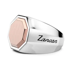Hot Zancan Silver And Rose Gold Hexagonal Ring. Bagues