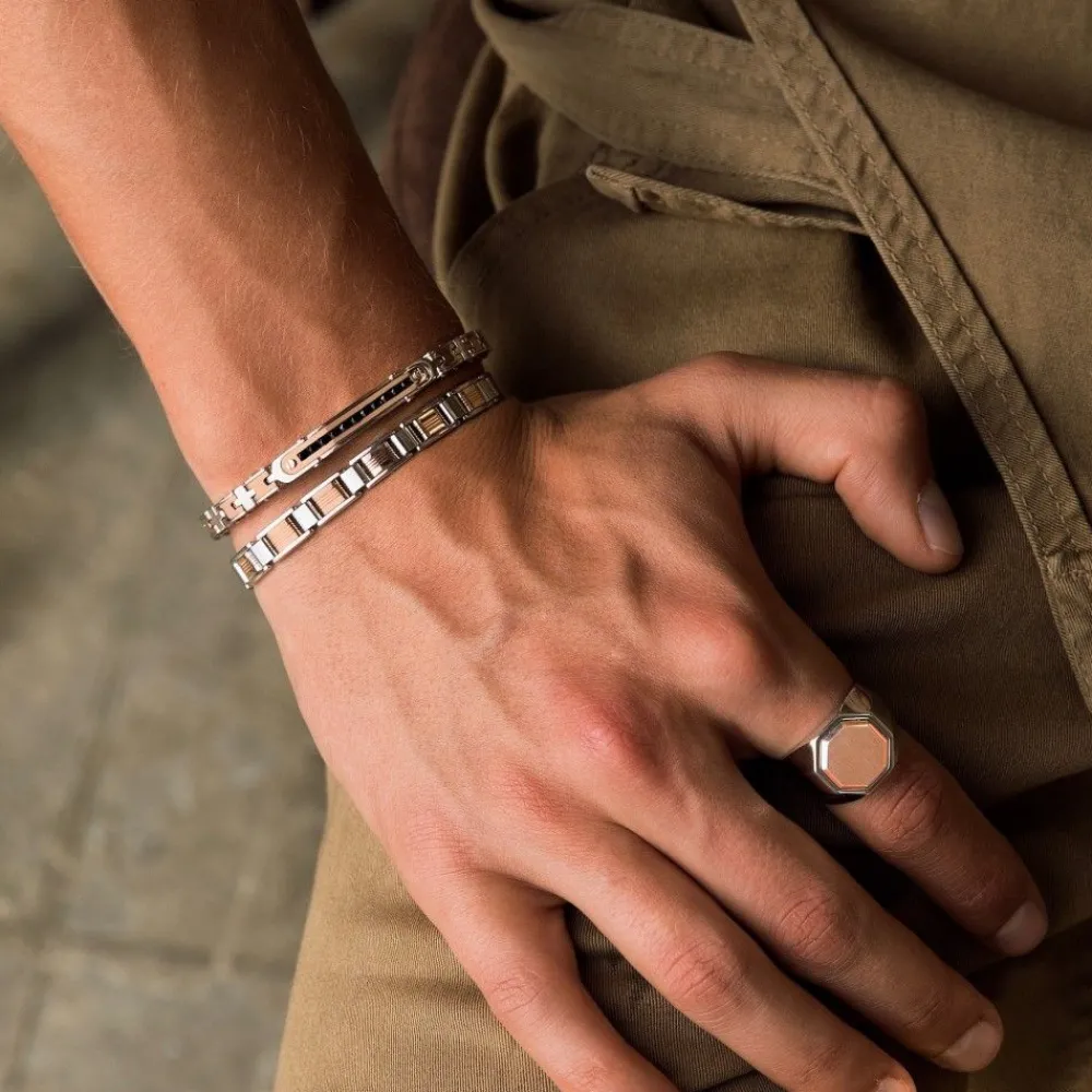 Hot Zancan Silver And Rose Gold Hexagonal Ring. Bagues