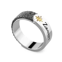Sale Zancan Silver Band Ring With Leather Effect. Bagues