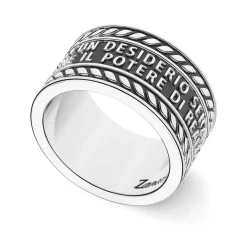Clearance Zancan Silver Band Ring With Inscription. Bagues