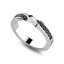Hot Zancan Silver Band Ring With Black Stones. Bagues