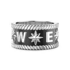 Store Zancan Silver Band Ring With Cardinal Points. Bagues