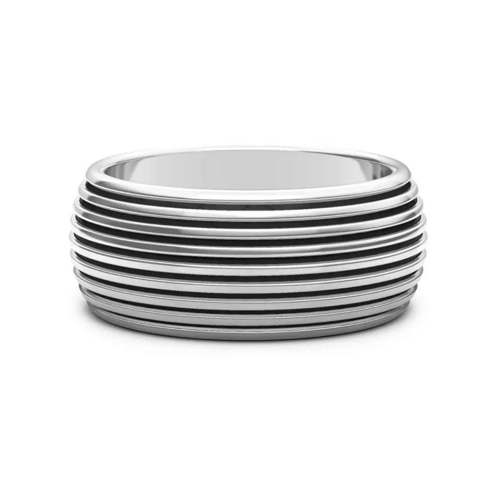 Best Zancan Silver Band Ring With Stripes. Bagues