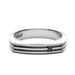 Best Zancan Silver Band Ring With Black Stones. Bagues