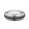 Hot Zancan Silver Band Ring With Black Stone. Bagues