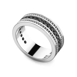 Online Zancan Silver Band Ring With Black Stones. Bagues