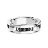 Clearance Zancan Silver Band Ring With Black Stones. Bagues
