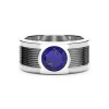 Outlet Zancan Silver Band Ring With Central Lapis Lazuli Stone. Bagues
