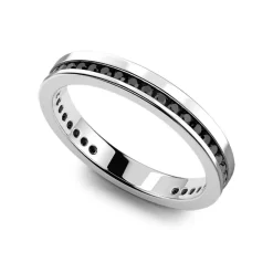 Online Zancan Silver Band Ring With Black Stones. Bagues
