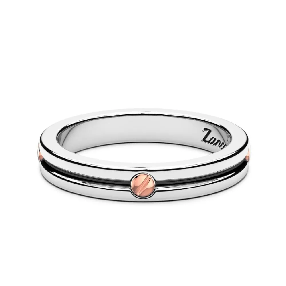 Cheap Zancan Silver Band Ring With Rose Gold Screw. Bagues
