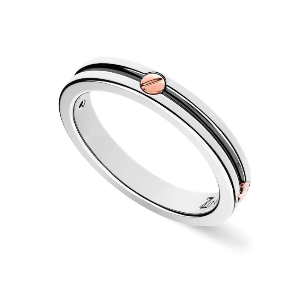 Cheap Zancan Silver Band Ring With Rose Gold Screw. Bagues