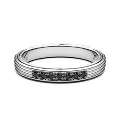 Flash Sale Zancan Silver Band Ring With Black Stones. Bagues