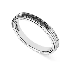 Flash Sale Zancan Silver Band Ring With Black Stones. Bagues