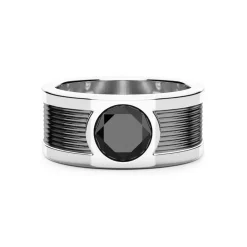 Cheap Zancan Silver Band Ring With Central Onyx Stone. Bagues