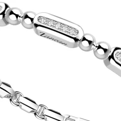 New Zancan Silver Beads Bracelet With Tags And White Stones. Bracelets