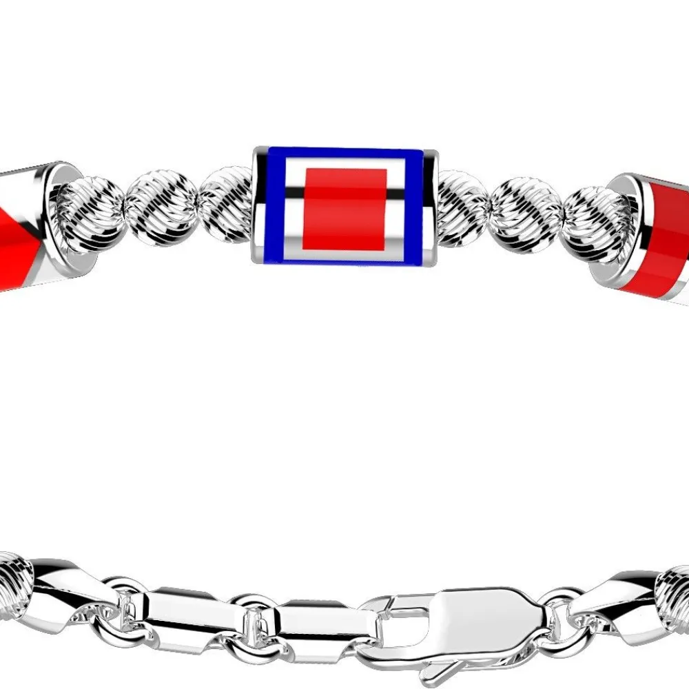 Cheap Zancan Silver Beads Bracelet With Three Nautical Flags. Bracelets